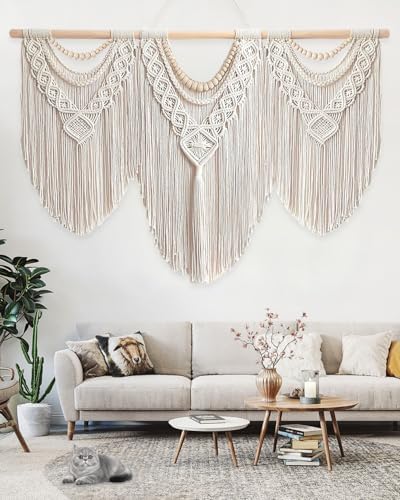 Gliterra Large Macrame Wall Hanging Handmade Boho Tapestry - Big Size Wall Art Decor for Living Room, Bedroom, Wedding, Home Decoration - Image 3