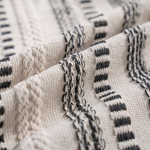 Cethom Black Boho Lumbar Pillow Covers 14x36 Long, Stripe Textured Decorative Couch Pillow Cases for Bed, Sofa, Living Room, Bedroom, Farmhouse Home Accent Cushion Covers, Pack of 1 - Image 3