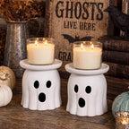 Tioncy 2 Pcs Halloween Terracotta Ghost Candle Holder Table Decor White by Tioncy