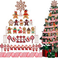 Halfchet 43 Pcs Gingerbread Ornaments for Christmas Tree Ribbon Candy Gingerbread Figurine Pendants Santa Claus Christmas Tree Red and White Hanging Decorations Ornaments for Holiday Party by JaaMiin