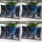 Batmerry Christmas New Year Throw Pillow Covers, Trees Snowmen Snow Fireflies Decorative Pillow Covers Digital Printing Blended for Couch Sofa Bed Invisible Zipper 26X26 in(Set of 2) - Image 7