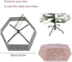 Christmas Tree Collars for Atificial Trees, 24 Inch Sparkling Sequins Christmas Skirt, Base Cover,Holiday Home Decor Ring(Rose Gold,Large) - Image 6