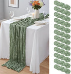 12 Pack Sage Green Cheesecloth Table Runner 10Ft, Gauze Table Runners 21.5 x 120 inch,Semi Sheer Cheese Cloth Fabric Runner Bulk for Wedding,Party,Baby Shower,Bridal Shower by Yemosa