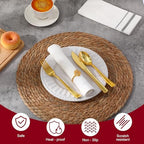 15 Inch Round Woven Placemats Set of 10, Rattan Wicker Placemats Boho Farmhouse Rustic Woven Place Mats for Dining Table Wedding Baby Shower, Fall, Halloween, Thanksgiving, Chrismats - Image 3