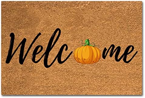 Funny Coir Doormat Welcome Fall Autumn Pumpkin Thanks Giving Halloween Mats Welcome Front Porch Patio Mats for The Entrance Way Personalized Rug Novelty Coir Doormat 23.6 x 15.7inch by XTDJJKK