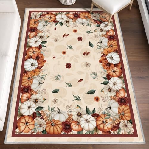 Artoid Mode Pumpkins Floral Corns Fall Area Rug 4x6 Feet by ArtoidMode