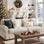 MIULEE Christmas Decorative Faux Fur Pillow Covers 20x20 Inch Beige Green - Image 3