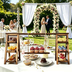 3-Tier Ladder Cupcake Display Stand Foldable Rustic Dessert Table Serving Tray Wooden Snack Platter Tower Food Holder for Cake Donut Fruit Cookie Party Wedding Birthday Baby Shower - Image 4