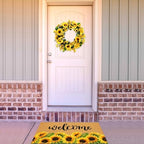 Tingjoo 2 Pcs Fall Sunflower Coir Doormat Autumn Wreath for Front Door - Image 2