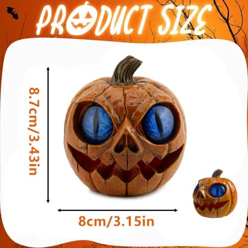 Halloween Pumpkin Decor Spooky Pumpkin Figurine Resin Statue, Blue - Image 4