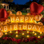 Happy Birthday Decoration for Men Women, Valentine’s Day Light Up Letters Luminary Bags with 30 Bright LED Candles, 2000 Rose Petals, 10 Balloons, Surprise Birthday Party Banner Signs - Image 2