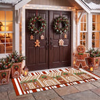 Tinideya 2 Pcs Large Gingerbread House Layered Doormat Christmas Front Mat - Image 6