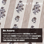 Amor Virisso Floral Throw Pillow Covers 12 x 20 Set of 2 Block Print Pillow Covers Neutral Floral Striped Farmhouse Decorative Pillow Covers for Sofa Couch Bed, Brown - Image 3