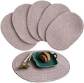 Mix Brown Braided Placemats Set of 6, Cotton Fabric Oval Table Mats Non Slip Washable 16 * 12 inch Oval Place Mats, 6 Pack Jute Rope Woven Placemats for Wedding Birthday Baby Shower Party Decoration by Unknown