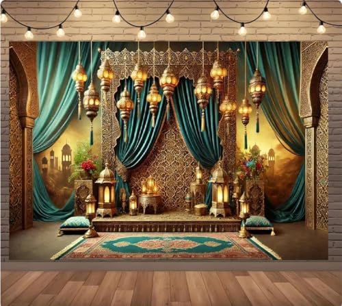 10x8 feet Eid Moroccan Backdrops Arabian Nights Party Muslim Festivals and Ramadan Decorations Ramadan Photography Studio Portrait Photography Backdrops - Image 3