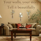 3 Piece Metal Flower Wall Art for Bedroom Living Room Rustic Farmhouse Floral Wall Decor for Bathroom Dining Room Boho Home Decorations Modern Minimalism Walls Hanging Sculptures(Gold Yellow White) - Image 2