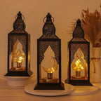 Ramadan Lantern Light for Home Decor, Eid Mubarak Ramadan Decorations, Moroccan Style Crescent Moon Metal Hollow Out Lamp for Tabletop Mantel Wall (Moon) - Image 4