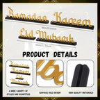Amyhill 4 Pcs Eid Mubarak Ramadan Kareem Table Decor Ramadan Mubarak Letter Wooden Tabletop Centerpiece Islamic Decoration Sign for Home Office Party Decorations - Image 2
