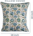 Ridhi Block Print Asparagus Green Pillow Cover 18" x 18" (Pack of 2) Decorative Couch Pillows for Living Room, Farmhouse Chic Boho Cute Outdoor Pillows Covers Gifts for Spring, Mother's Day - Image 4