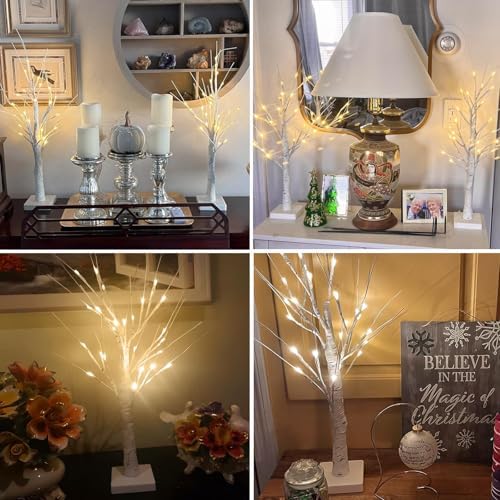 4 Pack 2FT Lighted Birch Tree with Timer for Christmas Decorations Indoor - Image 4