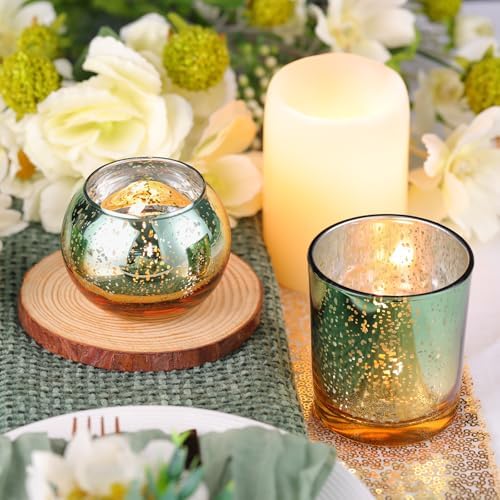 Volens 30pcs Assorted Green Votive Candle Holders Bulk, Large Glass Votives - Image 6