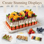 White Wood 3 Tier Foldable Serving Tray for Cupcake Dessert Stand,Rectangular Farmhouse Stand Charcuterie Board Wedding Party Decorative Tray Decor - Image 6