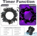 9 FT 72 LED Willow Vine Twig Decor Black Halloween Garland with Purple Lights, 8 Modes & Timer Waterproof Battery Operated for Home Fireplace Mantle Wall Office Indoor Halloween Decorations Party - Image 4