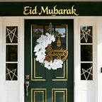 Lineshading Eid Ramadan Mubarak Wreaths Ramadan Decorations for Home Front Door Eid Decor Round Metal Hoop Floral Hanging Garland for Wall Window Indoors Outdoor Farmhouse Decor (Classic) - Image 3
