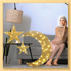 Glooglitter Pre-lit Eid Mubarak Decorations for Home Metal Eid Star Moon Crescent Light Ramadan Decorations Outdoor Lighted Night Lamp Sign with LED String for Yard Lawn Pathway - Image 6