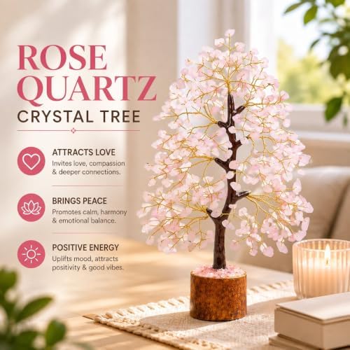Crocon® Rose Quartz Crystals Tree 10-12 inch Birthday Gifts for Women & Men - Image 4