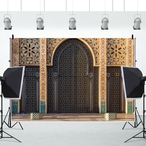 Leowefowa Moroccan Palace Door Photoshoot Backdrop 18x7ft Vinyl Middle Eastern Architecture Party Decorations Banner for Birthday Holiday Photography Portrait Photo Booth Props - Image 4