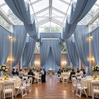 2 Panels 5ft(W) x 20ft(H) Dusty Blue Ceiling Drapes for Wedding Parties - Image 2