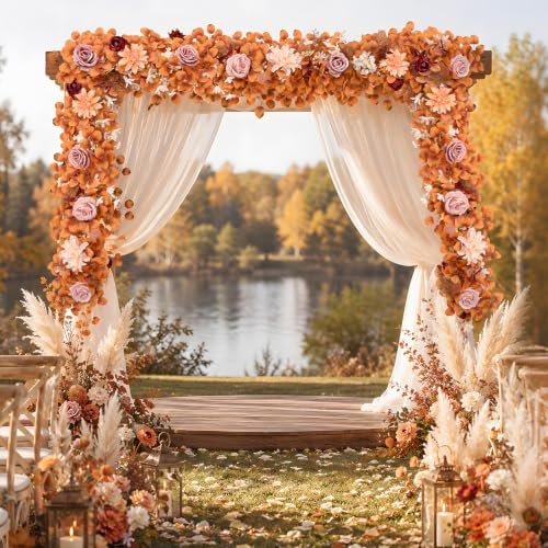 Waipfaru 2Pcs Fall Garland, 11Ft Eucalyptus Garland with Flowers - Image 3