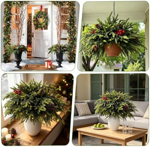 YGSEPCC 20Pcs 23" Christmas Decorations Norfolk Pine Branches with Lights - Image 7