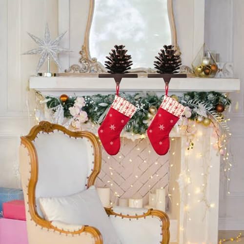JUSTOTRY 3D Pine Cones Christmas Stocking Holders for Mantle Set of 4 with Non-Skid Brown Stocking Holder for Fireplace Home Decor Holiday Gifts Xmas Decorations Supplies - Image 5