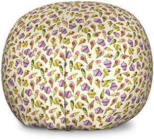 Ambesonne Ice Cream Storage Toy Bag Chair, Yummy Cupcakes Chocolate Party with Cherry Cones Fruit Theme, Stuffed Animal Organizer Washable Bag, Large Size, Cream Purple by Ambesonne