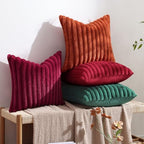 decorUhome Fall Faux Fur Throw Pillow Covers 26x26 Set of 2 Christmas Green - Image 5