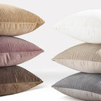 YCOLL Beige Pillow Covers 24x24 Set of 2 Velvet Striped Pattern - Soft Throw Pillows for Home Decor, Luxury Decorative Pillow Covers for Couch, Bed,Living Room - Image 6
