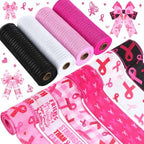 10 Pcs Breast Cancer Awareness Ribbon Mesh Ribbon Wired Ribbons by Yuefunny