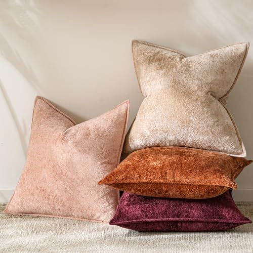 a moment Throw Pillow Covers 22X22 Inch 4 Packs,Soft Velvet Decorative Pillow Cases with 3D Ice Flower,Texture Modern Accent Cushion Covers for Sofa Couch Home Decor Desert Rose - Image 5