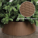 Blissun Christmas Tree Ring, 28.5" Plastic Christmas Tree Collar, Christmas Tree Skirt for Artificial Christmas Trees Decoration (Extra Large, Brown) - Image 4