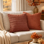 MIULEE Fall Euro Decorative Throw Pillow Covers 26x26 Dark Rust Pack of 2 - Image 2