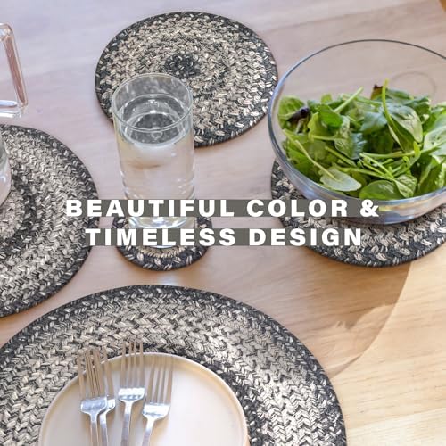 Homespice Flint Hill Braided Trivets for Primitive Decor, Round 8" Set of 6 - Image 4