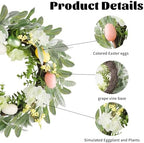 18 Inch Easter Wreath for Front Door Spring Door Wreaths with Easter Eggs Eggplant Handcrafted Wreath Garlands for Indoor Outdoor Decorations - Image 3