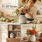 Rustic Ceramic Vase for Home Decor, 6.4 Inch Small Farmhouse Flower Vase - Image 4