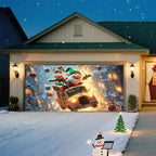 Christmas Garage Door Banner – Flying Elf & Reindeer in Festive Taxi with Gifts, UV Light-Responsive Yellow Glow, Large Outdoor Holiday Mural for Porch & Living Room,16 x 7ft/4.8 x 2.1m - Image 4