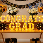 Honoson 14 Pcs Congrats Grad Lights up Sign with 2 Cap Lights Party by Honoson