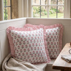 Set of 2 Pillow Covers with Ruffles 24x24 inch Floral Pillow Covers Pink Farmhouse Pillow Covers for Girls Room Nursery Couch Throw Pillow Covers Boho Home Decorative Pillow for Spring - Image 7