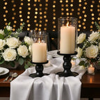 NITIME 4Pcs Hurricane Candle Holder for Pillar Candles, Black Candle Holders with Clear Glass Sleeve for Table Centerpieces,Pillar Candle Holders for Home Decor, Wedding, Holiday and Party Decor - Image 5