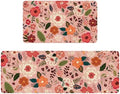 Boho Floral Kitchen Mat Set of 2,Modern Farmhouse Flowers Kitchen Rugs and Mats Non Skid Washable,Spring Summer Bohemian Kitchen Runner Rugs with Rubber Backing (Pink 17"x47"+17"x30") by Xsinufn